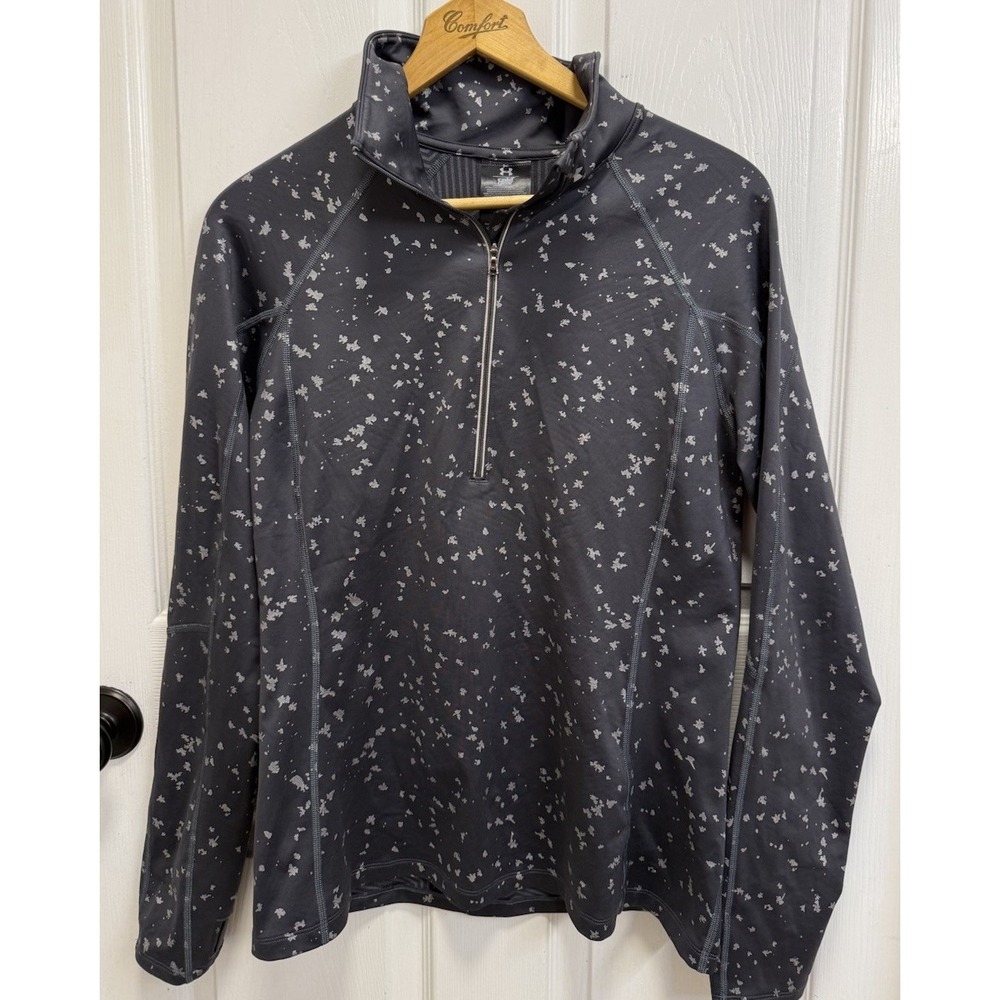 Women's UNDER ARMOUR COLD GEAR FITTED 1/2 ZIP JACKET SHIRT 1248528 Large Gray